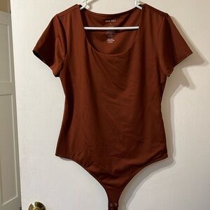 Rust color, body suit, soft stretchy material